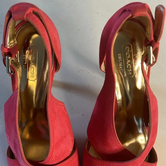 Coach Adelle Nubuck Suede Leather Y2K Heels Blossom Pink 4.5" Heel Women’s 8 - Picture 5 of 10